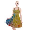 Bubbles Abstract Lights Yellow Halter Party Swing Dress  View1