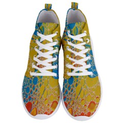 Bubbles Abstract Lights Yellow Men s Lightweight High Top Sneakers by Sudhe