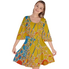 Bubbles Abstract Lights Yellow Velour Kimono Dress by Sudhe