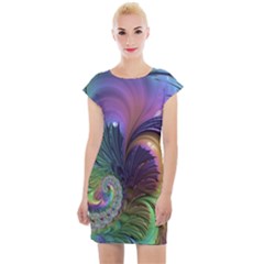 Fractal Artwork Art Swirl Vortex Cap Sleeve Bodycon Dress