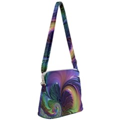 Fractal Artwork Art Swirl Vortex Zipper Messenger Bag by Sudhe