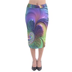 Fractal Artwork Art Swirl Vortex Velvet Midi Pencil Skirt by Sudhe