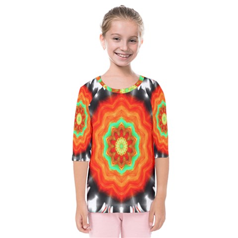 Abstract Kaleidoscope Colored Kids  Quarter Sleeve Raglan Tee by Sudhe