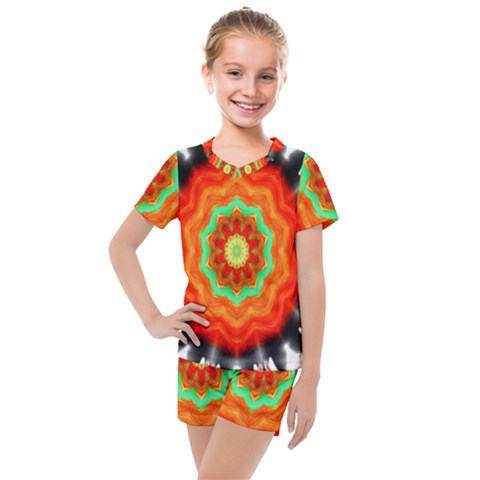 Abstract Kaleidoscope Colored Kids  Mesh Tee And Shorts Set by Sudhe