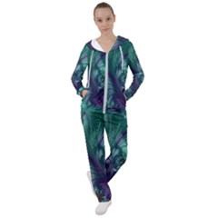 Fractal Turquoise Feather Swirl Women s Tracksuit