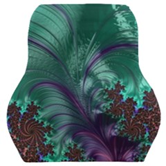 Fractal Turquoise Feather Swirl Car Seat Back Cushion  by Sudhe