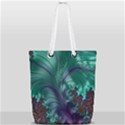 Fractal Turquoise Feather Swirl Full Print Rope Handle Tote (Small) View1