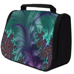 Fractal Turquoise Feather Swirl Full Print Travel Pouch (big)