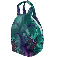 Fractal Turquoise Feather Swirl Travel Backpacks by Sudhe