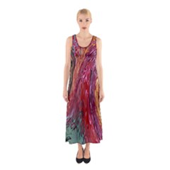 Color Rainbow Abstract Flow Merge Sleeveless Maxi Dress by Sudhe