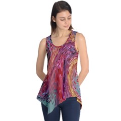 Color Rainbow Abstract Flow Merge Sleeveless Tunic by Sudhe