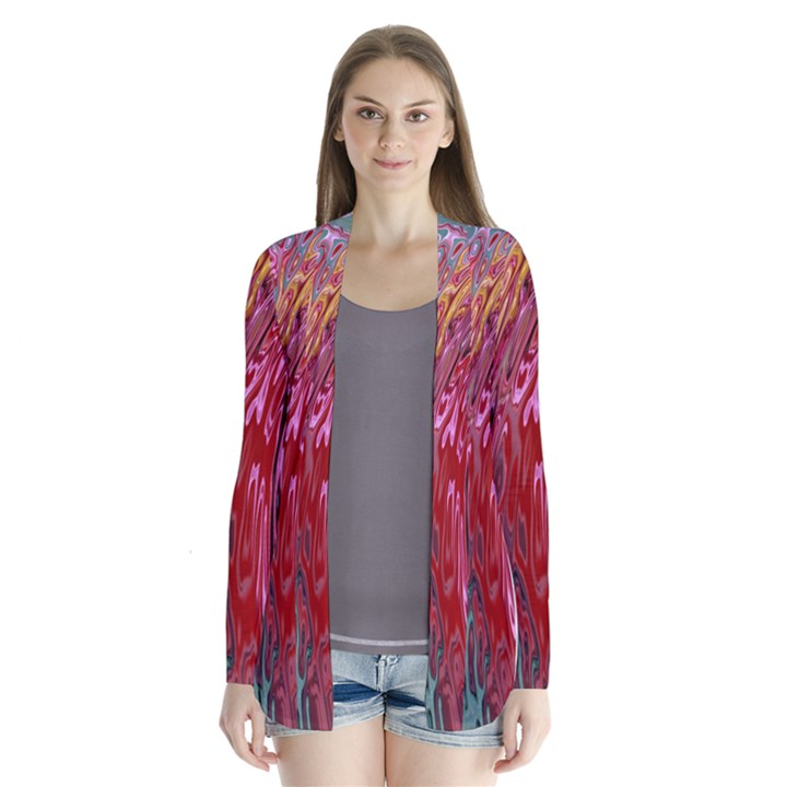 Color Rainbow Abstract Flow Merge Drape Collar Cardigan