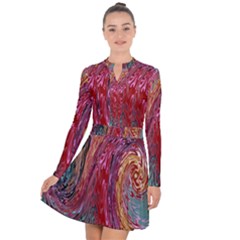 Color Rainbow Abstract Flow Merge Long Sleeve Panel Dress by Sudhe