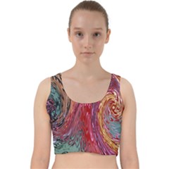 Color Rainbow Abstract Flow Merge Velvet Racer Back Crop Top by Sudhe