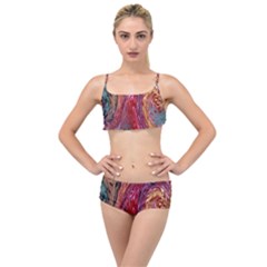 Color Rainbow Abstract Flow Merge Layered Top Bikini Set by Sudhe