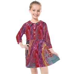 Color Rainbow Abstract Flow Merge Kids  Quarter Sleeve Shirt Dress by Sudhe