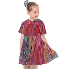 Color Rainbow Abstract Flow Merge Kids  Sailor Dress by Sudhe