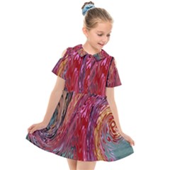 Color Rainbow Abstract Flow Merge Kids  Short Sleeve Shirt Dress by Sudhe