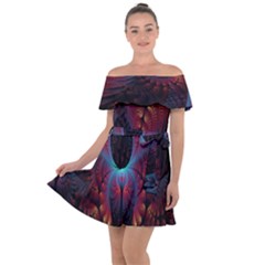 Abstract Abstracts Geometric Off Shoulder Velour Dress