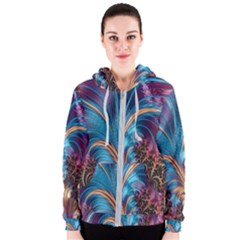 Fractal Art Artwork Psychedelic Women s Zipper Hoodie by Sudhe