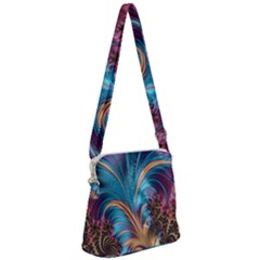 Fractal Art Artwork Psychedelic Zipper Messenger Bag by Sudhe