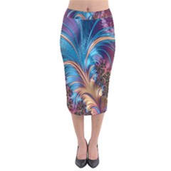 Fractal Art Artwork Psychedelic Velvet Midi Pencil Skirt by Sudhe