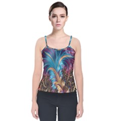 Fractal Art Artwork Psychedelic Velvet Spaghetti Strap Top by Sudhe