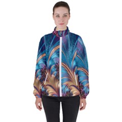 Fractal Art Artwork Psychedelic High Neck Windbreaker (women)