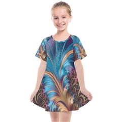 Fractal Art Artwork Psychedelic Kids  Smock Dress by Sudhe