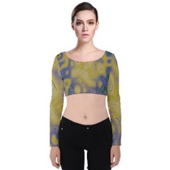 Color Explosion Colorful Background Velvet Long Sleeve Crop Top by Sudhe