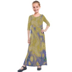 Color Explosion Colorful Background Kids  Quarter Sleeve Maxi Dress