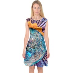 Multi Colored Glass Sphere Glass Capsleeve Midi Dress by Sudhe