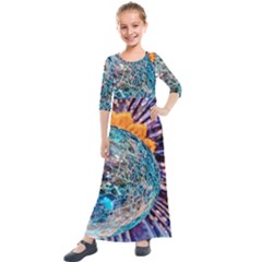 Multi Colored Glass Sphere Glass Kids  Quarter Sleeve Maxi Dress