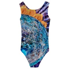 Multi Colored Glass Sphere Glass Kids  Cut-out Back One Piece Swimsuit by Sudhe