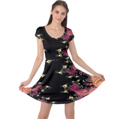 Fractal Fantasy Art Design Swirl Cap Sleeve Dress by Sudhe