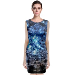 Abstract Fractal Magical Sleeveless Velvet Midi Dress by Sudhe