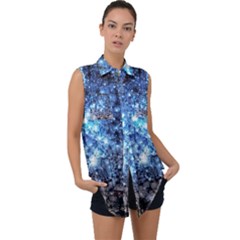 Abstract Fractal Magical Sleeveless Chiffon Button Shirt