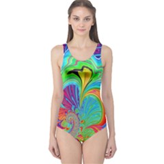 Fractal Art Psychedelic Fantasy One Piece Swimsuit by Sudhe