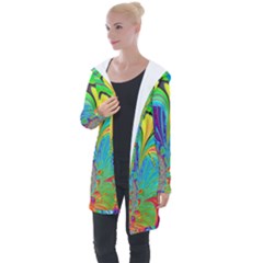 Fractal Art Psychedelic Fantasy Longline Hooded Cardigan by Sudhe