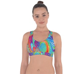 Fractal Art Psychedelic Fantasy Cross String Back Sports Bra by Sudhe