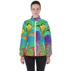 Fractal Art Psychedelic Fantasy High Neck Windbreaker (women) by Sudhe