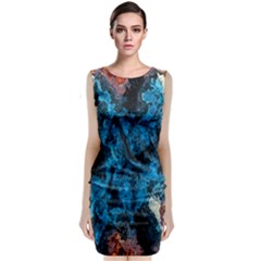 Abstract Fractal Magical Sleeveless Velvet Midi Dress by Sudhe