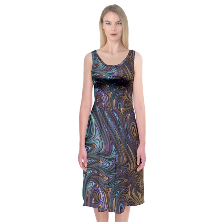 Fractal Art Artwork Globular Midi Sleeveless Dress