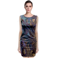 Fractal Art Artwork Globular Sleeveless Velvet Midi Dress by Sudhe