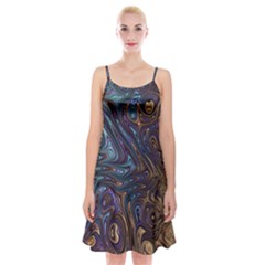 Fractal Art Artwork Globular Spaghetti Strap Velvet Dress by Sudhe