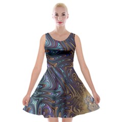 Fractal Art Artwork Globular Velvet Skater Dress by Sudhe