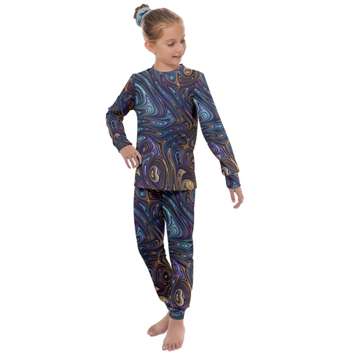 Fractal Art Artwork Globular Kids  Long Sleeve Set 