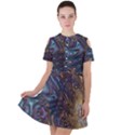 Fractal Art Artwork Globular Short Sleeve Shoulder Cut Out Dress  View1