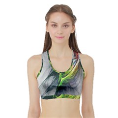 Fractal Art Paint Pattern Texture Sports Bra With Border by Sudhe