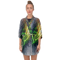 Fractal Art Paint Pattern Texture Half Sleeve Chiffon Kimono by Sudhe